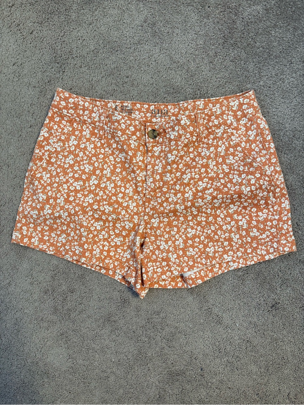 a.n.a Orange Floral Women's Midrise Twill Shorts - Picture 1 of 6